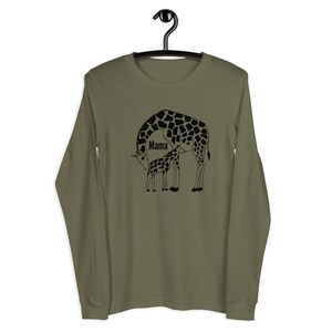 Mama Giraffe Shirt,Mom Birthday T-Shirt,Unisex Long Sleeve Tee,Cute Giraffe,Women's Tshirt,Gift for Mother,Mother's Day Shirt,Tees,Graphic T image 2