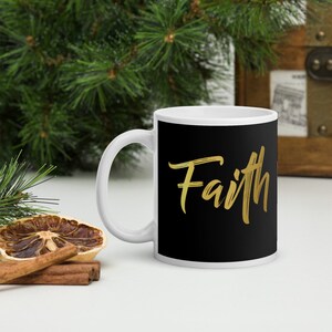 Carta de oro taza de fe, taza de oro, taza de cerámica de oro, taza de cumpleaños, taza simple, taza de café, regalo de Navidad, taza de cuarentena, 2020 taza, taza cristiana, tazas