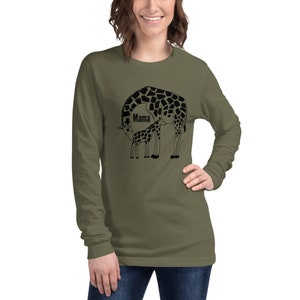 Mama Giraffe Shirt,Mom Birthday T-Shirt,Unisex Long Sleeve Tee,Cute Giraffe,Women's Tshirt,Gift for Mother,Mother's Day Shirt,Tees,Graphic T image 1
