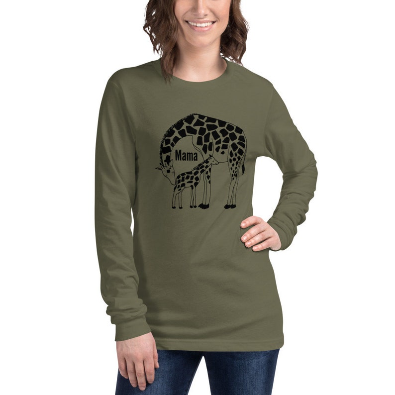 Mama Giraffe Shirt,Mom Birthday T-Shirt,Unisex Long Sleeve Tee,Cute Giraffe,Women's Tshirt,Gift for Mother,Mother's Day Shirt,Tees,Graphic T image 1