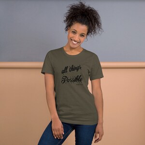 Con Dios todas las cosas son posibles, Faith camiseta, Jesús, camisa cristiana, camisa de fe, camisa religiosa, todas las cosas posibles, camisa mujerInspiratonal