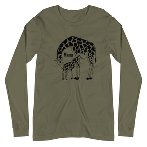 Mama Giraffe Shirt,Mom Birthday T-Shirt,Unisex Long Sleeve Tee,Cute Giraffe,Women's Tshirt,Gift for Mother,Mother's Day Shirt,Tees,Graphic T image 3