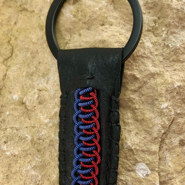 Sámi-inspired keychain, Leather keychain, Scandinavian keychain
