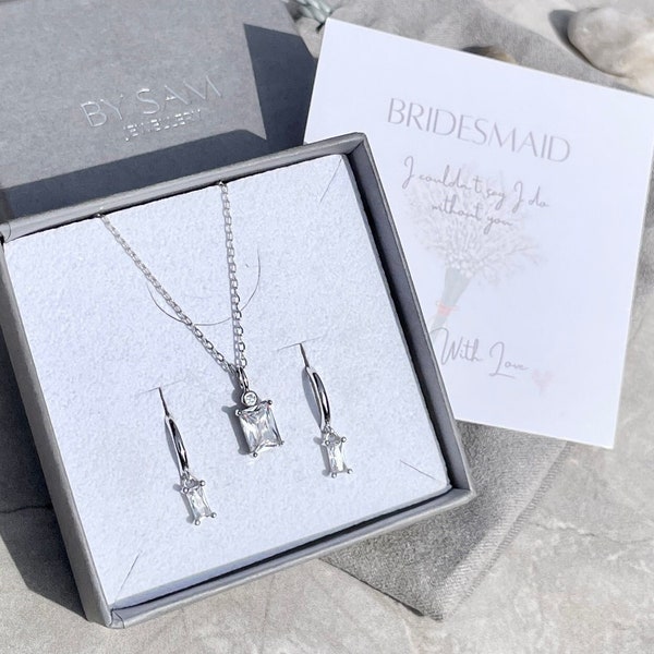 Brautjungfer Geschenk Halskette und Ohrringe Schmuck-Set, Brautjungfer Schmuck Set, Geschenke für sie, Hochzeitsschmuck, Brautjungfer Schmuck,