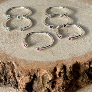 Birthstone ring, personalised  birthday gift, silver ring, stacking ring, sterling silver birthstone ring, minimalist dainty birthstone ring