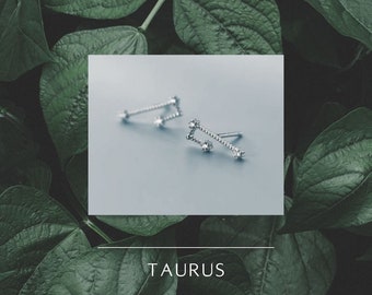 Taurus star sign Earrings, constellation silver stud earrings gift for her, Valentines gifts for her