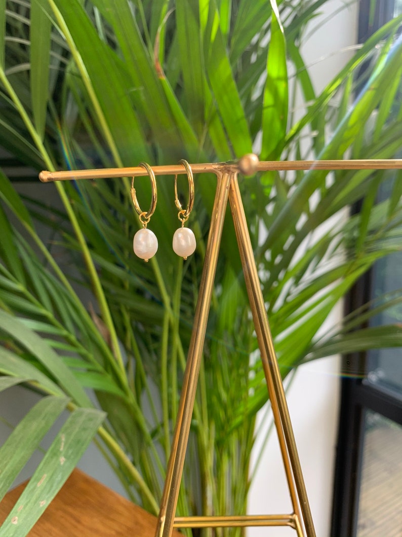 Real Pearl Hoop Earrings Silver Pearl Hoop Earrings Gold Etsy