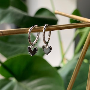 Gold heart earrings, sterling silver earrings, gifts for her, silver cute heart earrings, gold heart earrings, image 8