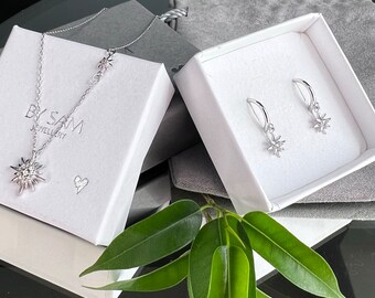 Bridesmaid gift set for her star earrings and star necklace gift for her, star necklace and star earrings gift set, wedding gifts bridesmaid