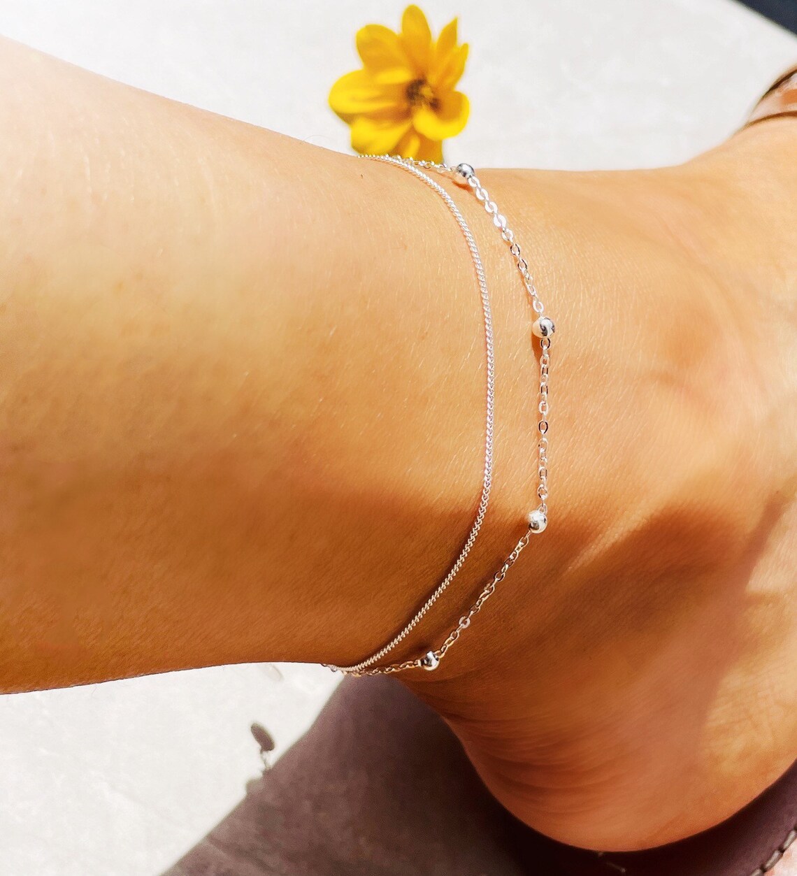 Sterling Silver Anklet Ankle Bracelet Silver Ankle Bracelet Etsy