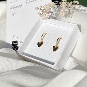 Gold heart earrings, sterling silver earrings, gifts for her, silver cute heart earrings, gold heart earrings, image 6
