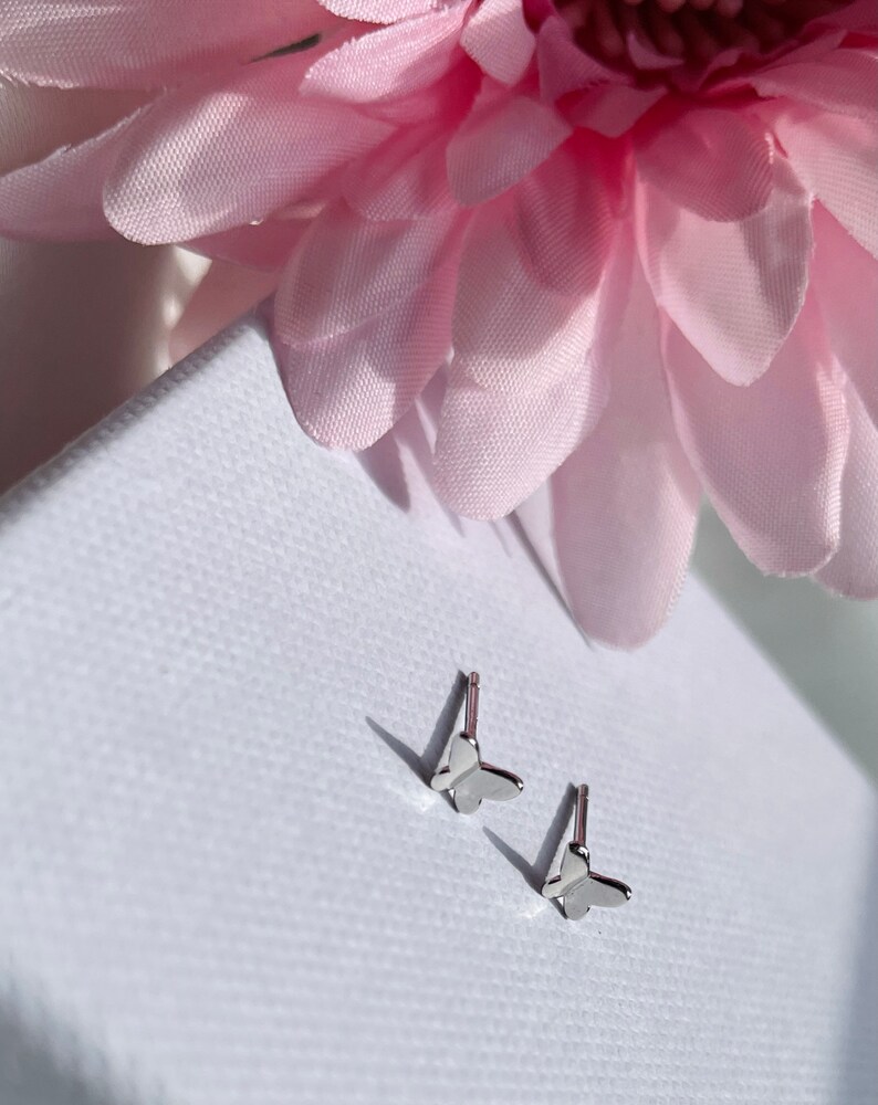 Dainty Butterfly stud Earrings, Gold and Silver Butterfly Stud earrings, Small stud Earrings, Butterfly Stud, Minimalist Earrings, cute Stud image 5