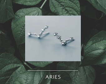 Aries star sign Earrings, constellation silver earrings gift for her, aries birthday gifts for her, silver stud earrings, personalised gift