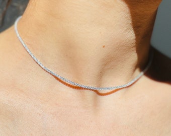 Tennisketting, kristallen tennisketting in zilver, diamanten CZ tennisketting, zilveren tennisketting, tennisketting niet-bezoedelen ketting