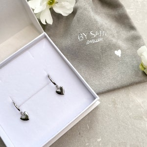 Gold heart earrings, sterling silver earrings, gifts for her, silver cute heart earrings, gold heart earrings, image 3