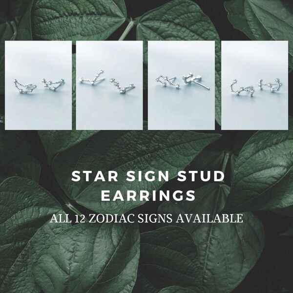 Sternzeichen Konstellation Ohrringe, Sternzeichen Ohrringe, Sterling Silber Ohrringe, personalisiertes Geschenk, Geburtstagsgeschenk für ihren personalisierten Schmuck