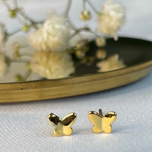 Dainty Butterfly stud Earrings, Gold and Silver Butterfly Stud earrings, Small stud Earrings, Butterfly Stud, Minimalist Earrings, cute Stud image 3