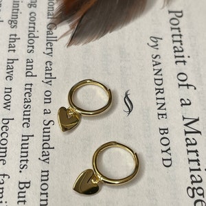 Gold heart earrings, sterling silver earrings, gifts for her, silver cute heart earrings, gold heart earrings, image 5