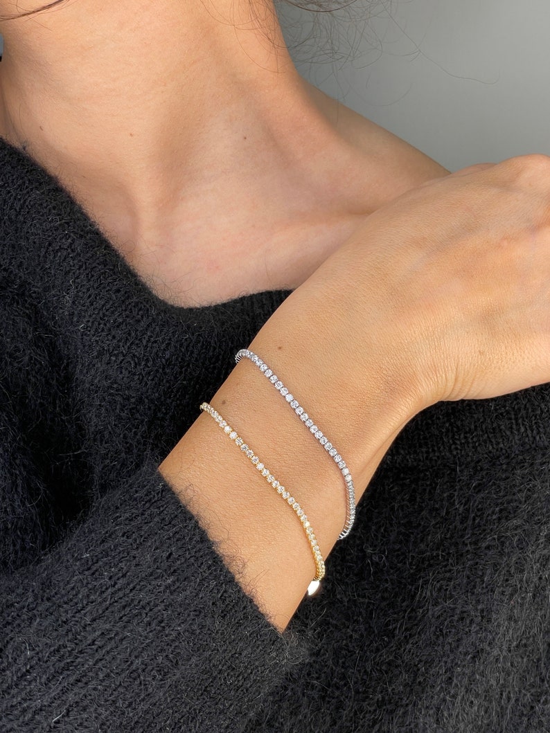 Tennis bracelets, handmade Jewelry, bridesmaid diamond bracelet, silver tennis chain bracelet, diamond bracelets, handmade Jewelry gifts image 6