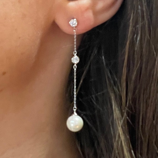 Real Long Pearl Earrings, Freshwater Pearl Earrings, Pearl Drop Earrings, Bridal Earrings, Wedding Jewelry, Bridesmaid Gift, Valentines gift