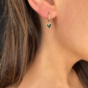 Gold heart earrings, sterling silver earrings, gifts for her, silver cute heart earrings, gold heart earrings, image 9