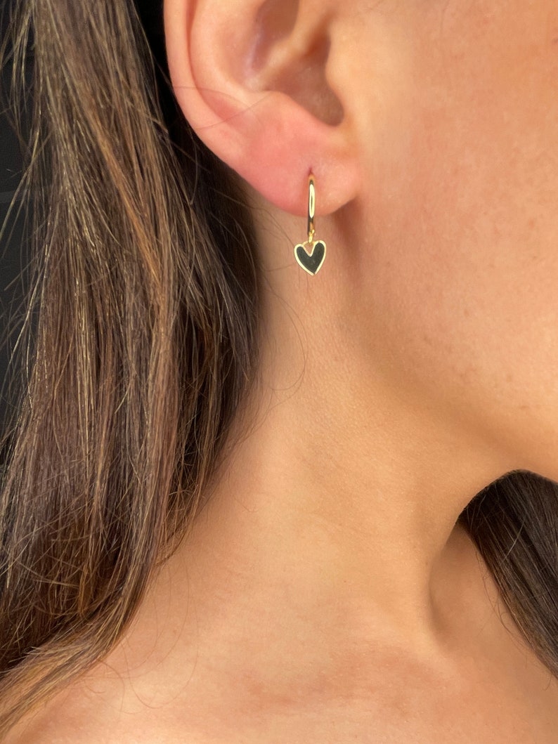 Gold heart earrings, sterling silver earrings, gifts for her, silver cute heart earrings, gold heart earrings, image 9