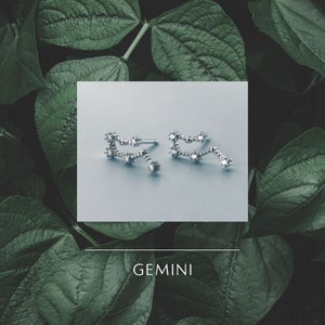 Gemini star sign gifts, Gemini constellation silver stud earrings gift for her, Gemini gifts for her, personalised Gemini gift earrings image 1