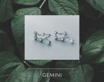 Gemini star sign gifts, Gemini constellation silver stud earrings gift for her, Gemini gifts for her, personalised Gemini gift earrings