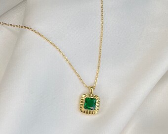 Gold Emerald Pendant | Etsy