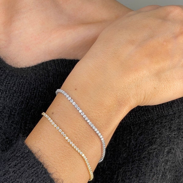 Tennis Armbänder, handgemachter Schmuck, Brautjungfer Diamant Armband, Silber Tenniskette Armband, Diamant Armbänder, handgemachte Schmuck Geschenke