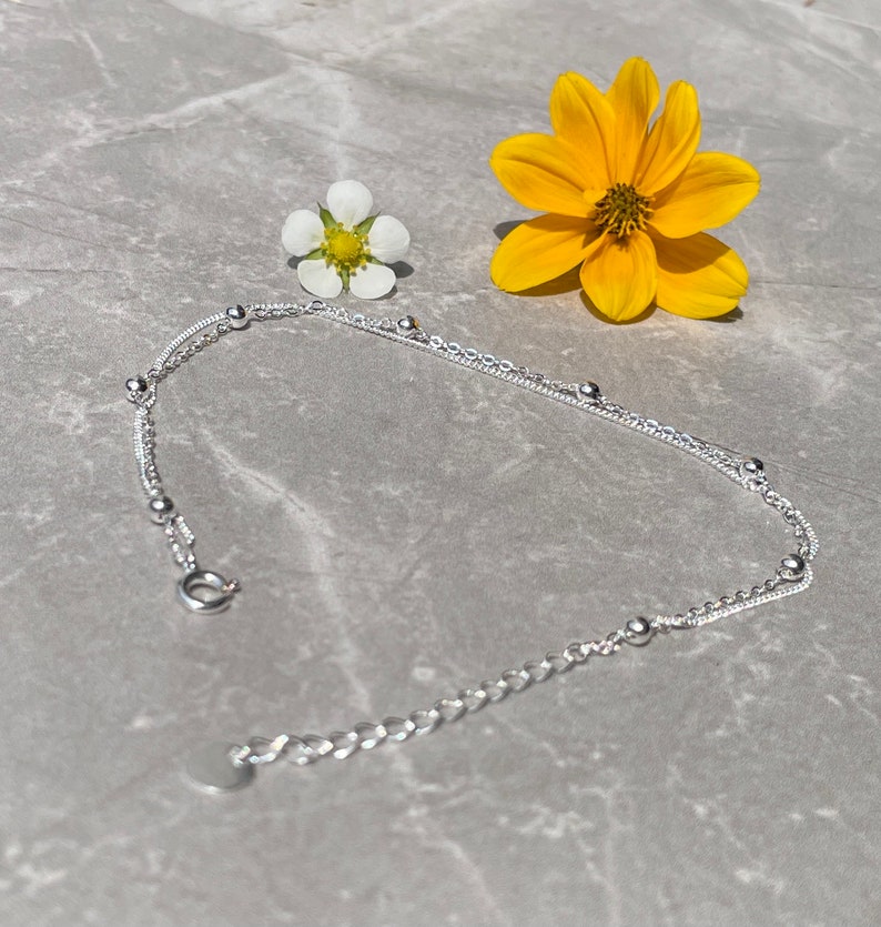 Sterling Silver Anklet, ankle bracelet, silver ankle bracelet, birthday gift, gift for her anklet, anklets, boho Jewelry, silver anklet, image 6