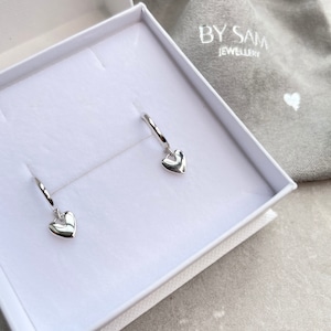 Gold heart earrings, sterling silver earrings, gifts for her, silver cute heart earrings, gold heart earrings, image 4