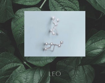 Pendientes de signo Leo Zodiac, pendientes de signo de estrella, pendientes de constelación Leo, regalo para ella, pendientes minimalistas, regalos de mejor amigo