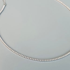 Tennis Necklace, Crystal Tennis Necklace in Silver, Diamond CZ Tennis ...