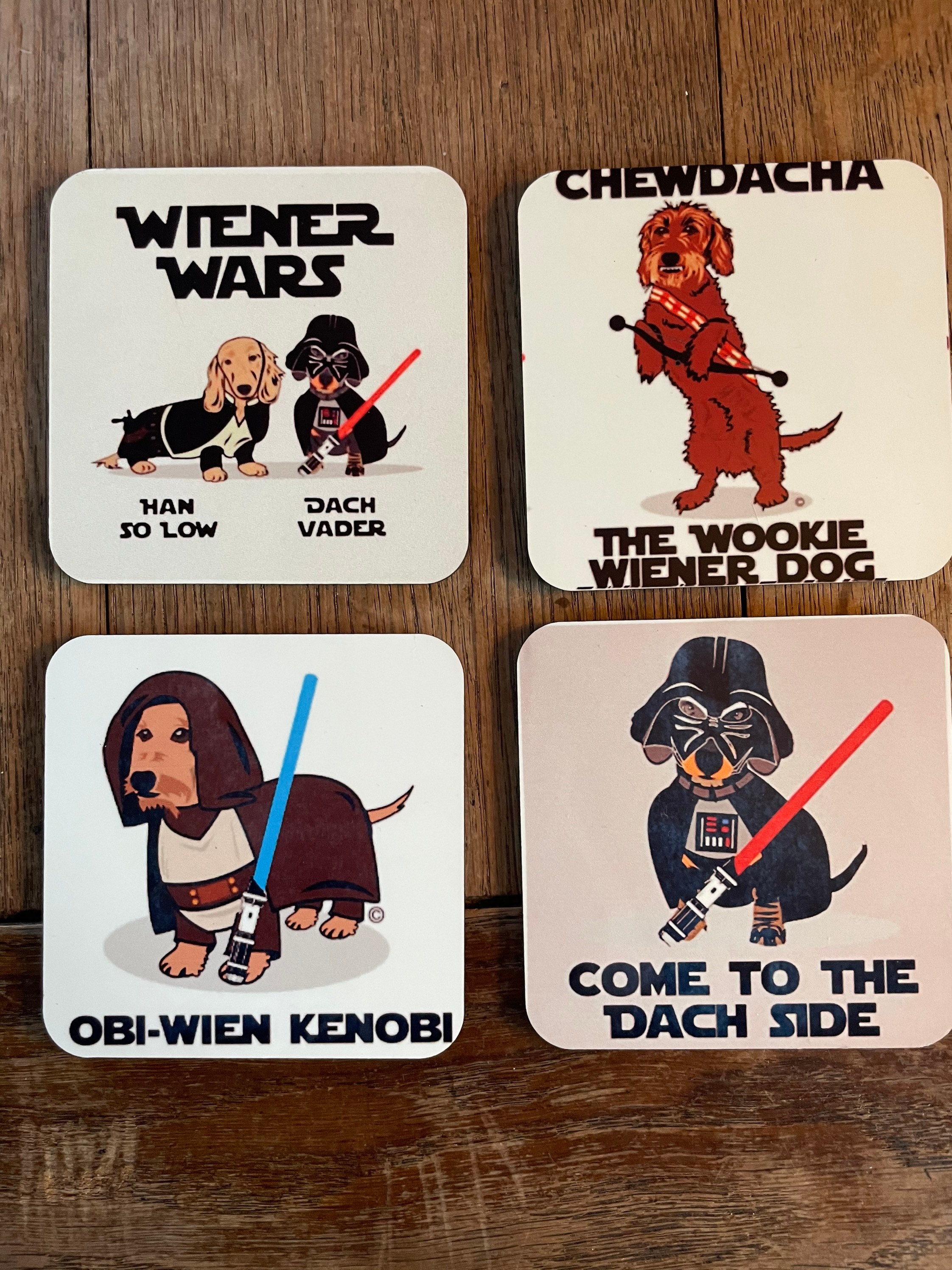 Dachshund Dach Wars coasters, gifts for him, gifts for her, gifts for them