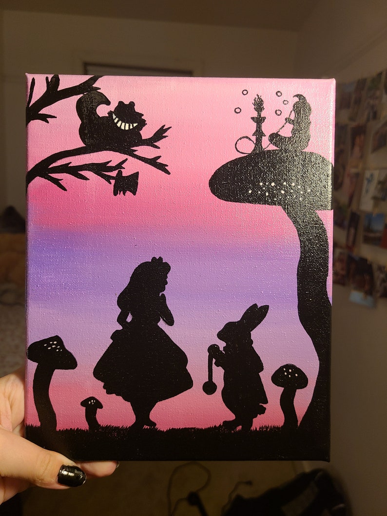 Alice in Wonderland Silhouette Canvas Painting Wall Decor - Etsy
