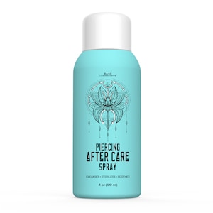 Base Labs Piercing Aftercare Spray | 4oz | Saline Solution for Piercings | Piercing Aftercare Cleaner for Ears, Nose, Body, Belly Piercings