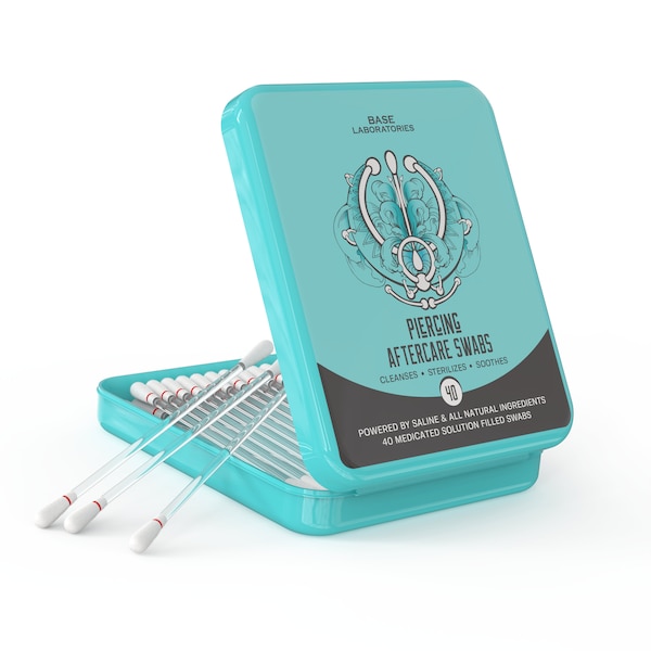 Base Labs Keloid Bump Removal Swabs | Solution Filled Swabs for Piercing Bumps | Cleansing Saline Solution for All Piercings | 40 Swabs