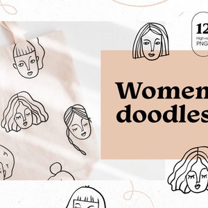 Women Doodles | High-res PNG | Line Art Illustration Style | Clip Art