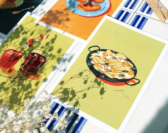 Postales Ilustradas de Comidas de Madrid