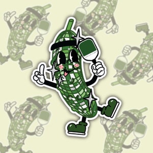 Retro Pickleball Sticker (Disco Pickle!)