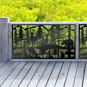Metal panel with bears, Metal garden decorative panel, pedestrian walk, Railing handrail stair iron metal Metal Privacy Screen