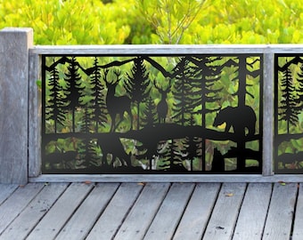Metal panel with bears, Metal garden decorative panel, pedestrian walk, Railing handrail stair iron metal Metal Privacy Screen