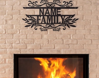 Custom Last Name Sign, Personalized Metal Wall Art, Custom Family Name Sign, Housewarming Gift, Metal Door Hanger, Couples Anniversary Gift