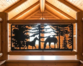 Wild Mustang Metal Art, Horse Lover Gift, Large Outdoor Privacy Screen, 1/8 Thick Aluminum Panel, Farmhouse Wall Decor