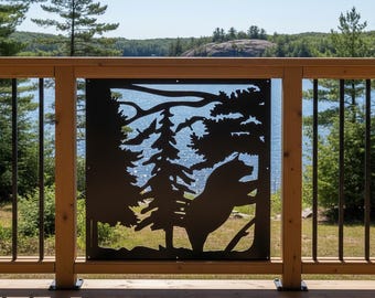 Outdoor Deck & Garden Privacy Screen, Aluminum Decorative Fence Panel, Metal Privacy Screen for Patio, Pergola and Wall, Wild Bear Panel