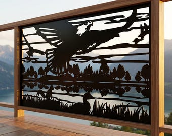 Bald Eagle Aluminum Privacy Screen, American Wildlife Screen, Bird of Prey Fence, Outdoor Decor, Large Gate Insert