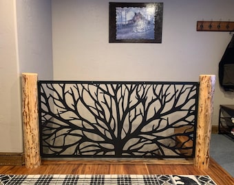 Metal Garden Fence Privacy Screen Decorative Aluminum Outdoor Fence Panel Modern Design Tree Trunk Panel