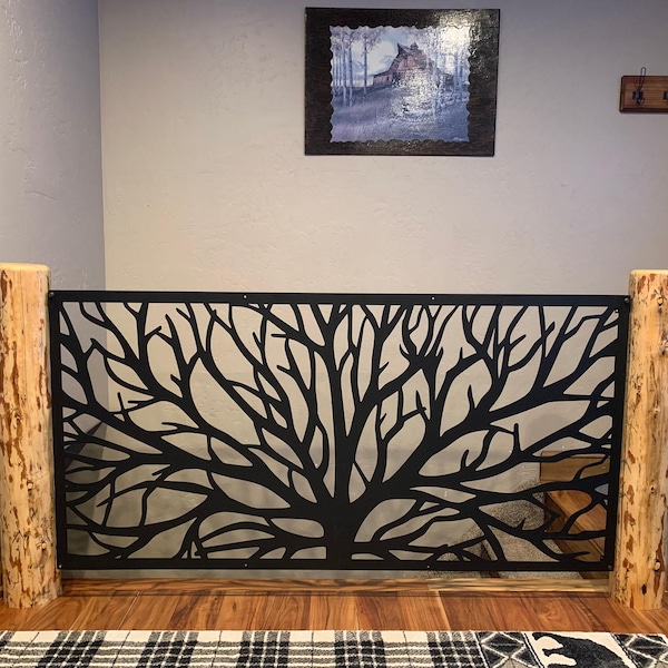 Metal Garden Fence Privacy Screen Decorative Aluminum Outdoor Fence Panel Modern Design Tree Trunk Panel