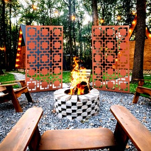 Paravents en métal rouillé pour jardin, Panneaux en corten, Paravent de confidentialité pour terrasse, oeuvre d&#39;art surdimensionnée pour jardin, Panneaux métalliques, Décoration de jardin